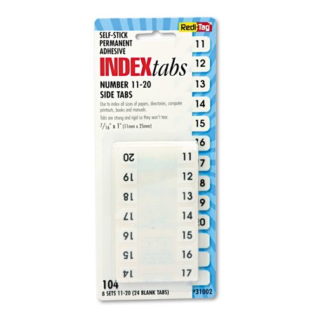 REDI-TAG Side Tab, 11-20, White, PK104 31002